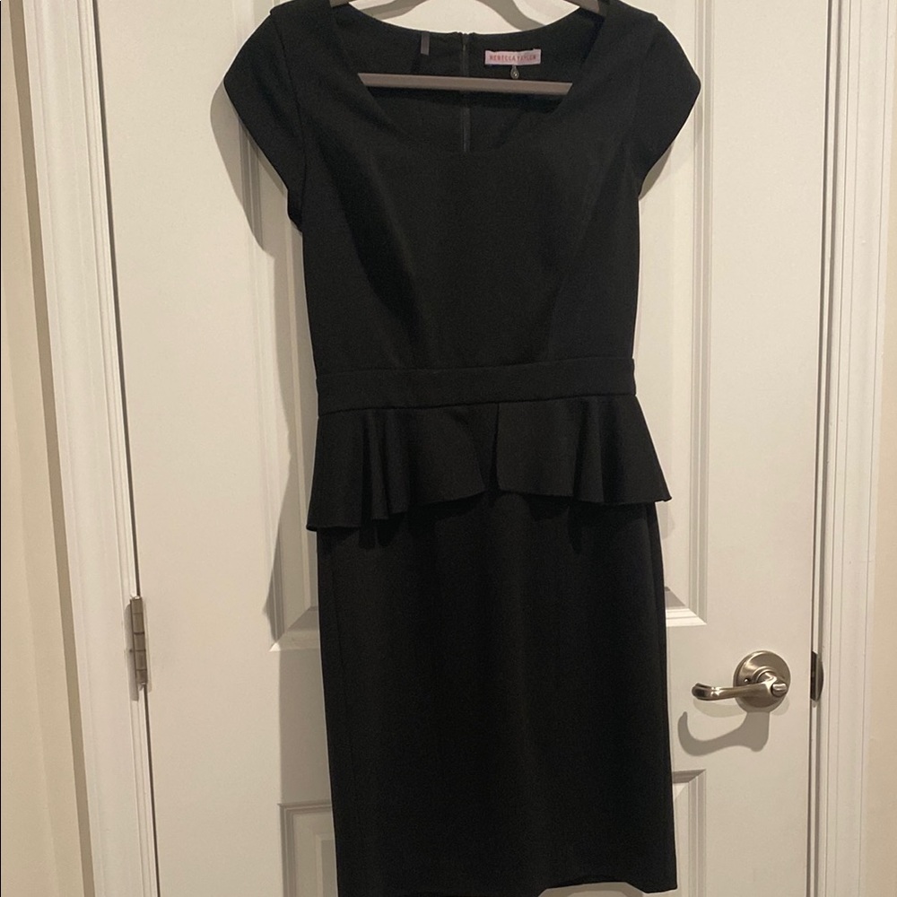 Elegant Black Peplum Dress by Rebecca Taylor in size 6.